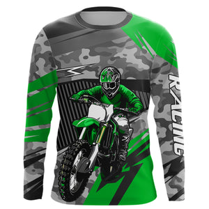 Motocross Racing Jersey Green Upf30+ Dirt Bike Off-Road Shirt Motorcycle Kid Men Women XM282