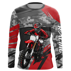 Motocross Racing Jersey Red Upf30+ Dirt Bike Off-Road Shirt Motorcycle Kid Men Women XM282