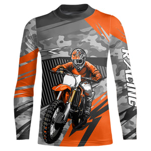 Motocross Racing Jersey Orange Upf30+ Dirt Bike Off-Road Shirt Motorcycle Kid Men Women XM282