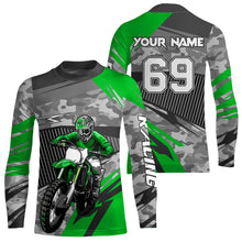 Load image into Gallery viewer, Motocross Racing Jersey Green Upf30+ Dirt Bike Off-Road Shirt Motorcycle Kid Men Women XM282