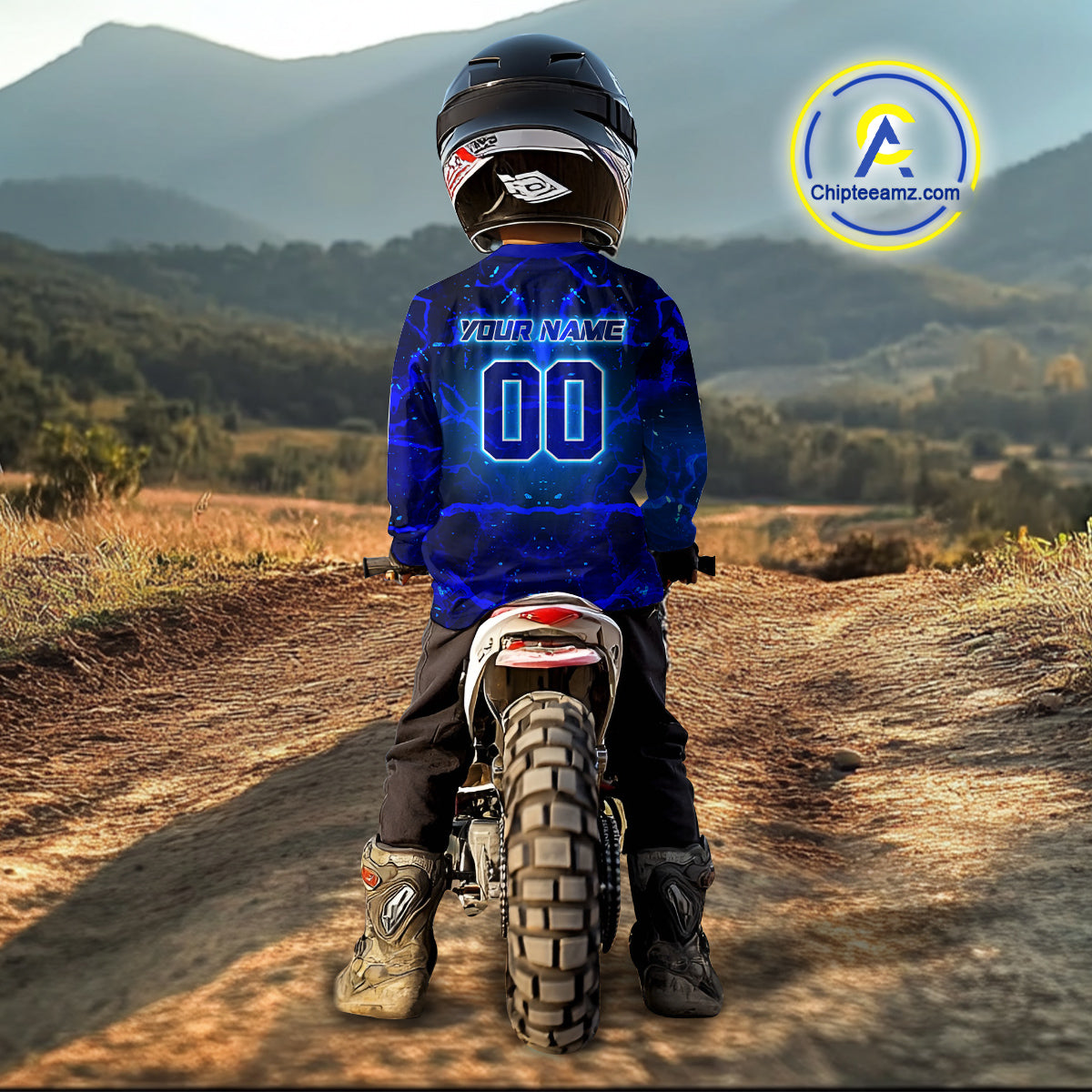 Lightning Motocross Jersey Blue Dirt Bike Shirt Men Kid Women Youth Off Road Shirt XM384