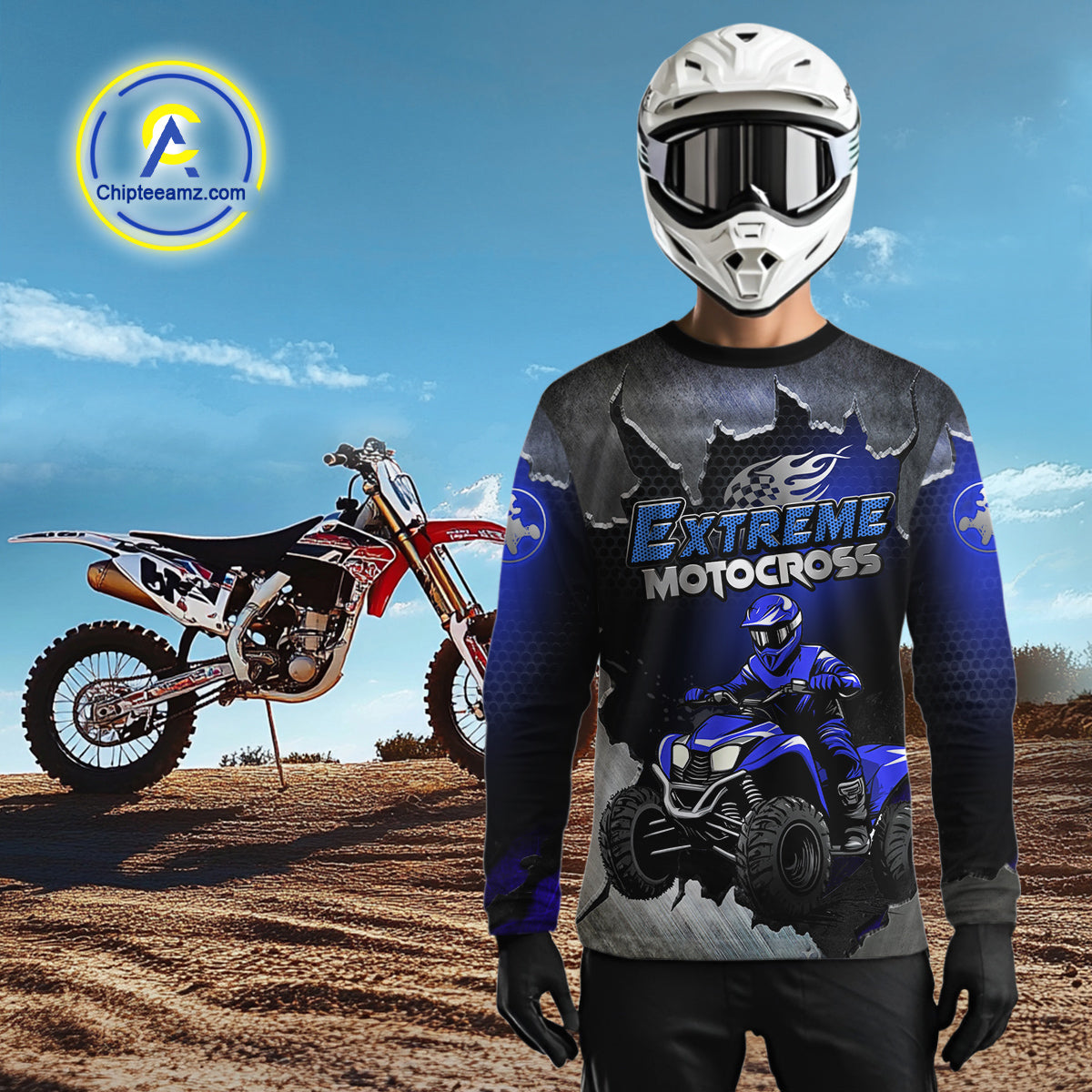 Custom ATV Racing Jersey Blue ATV Riding Shirt Quad ATV Jersey for Men Kid Women MX113