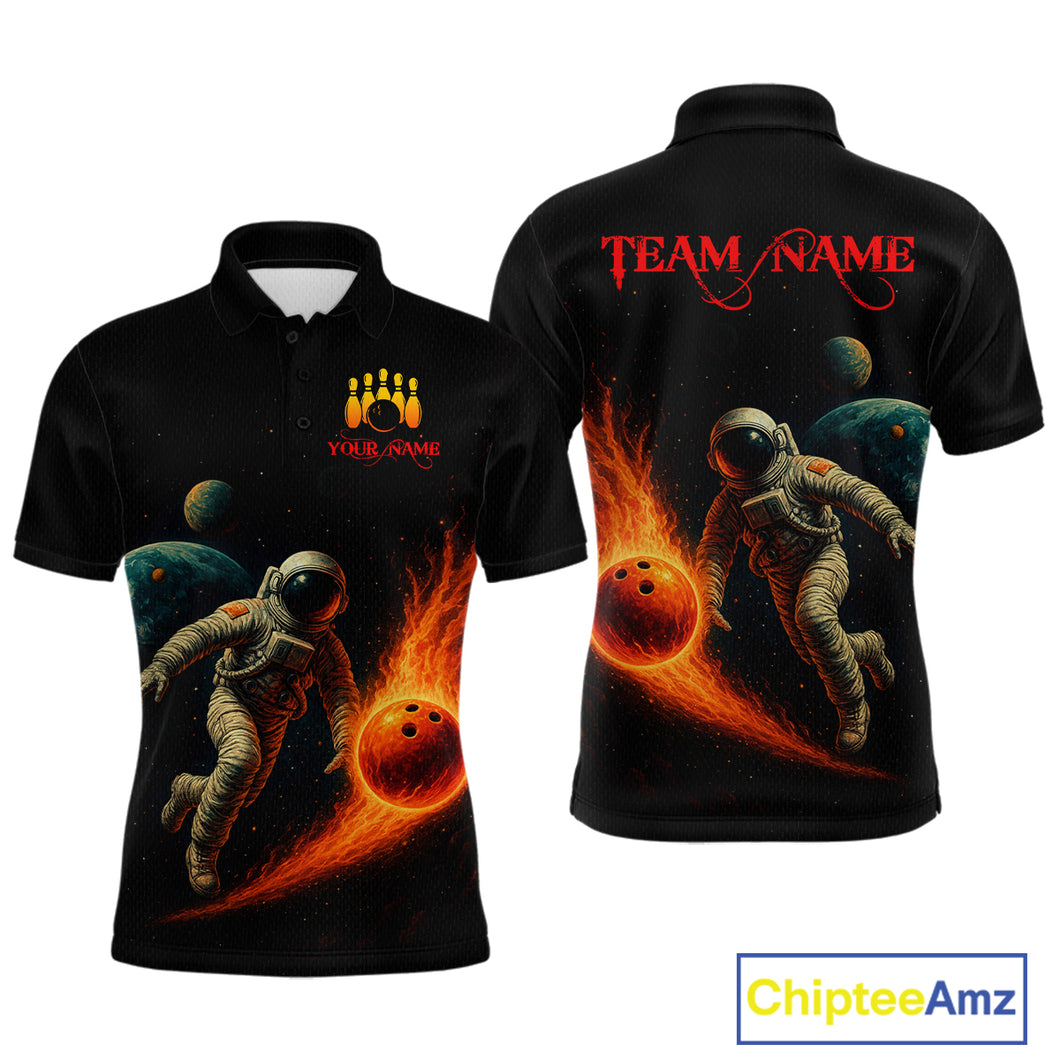 Astronaut Bowling Shirts for Women Men Team Custom Galaxy Bowling Polo and 1/4 Zip MBL171
