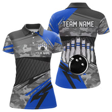 Load image into Gallery viewer, Blue Camo Bowling Shirts for Women Men Custom Team Bowling Polo &amp; 1/4 Zip Shirt MBL61