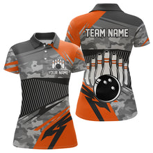 Load image into Gallery viewer, Orange Camo Bowling Shirts for Women Men Custom Team Bowling Polo &amp; 1/4 Zip Shirt MBL61