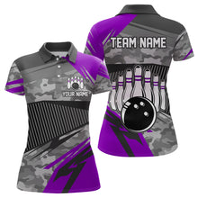 Load image into Gallery viewer, Purple Camo Bowling Shirts for Women Men Custom Team Bowling Polo &amp; 1/4 Zip Shirt MBL61