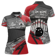 Load image into Gallery viewer, Red Camo Bowling Shirts for Women Men Custom Team Bowling Polo &amp; 1/4 Zip Shirt MBL61