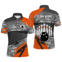 Load image into Gallery viewer, Orange Camo Bowling Shirts for Women Men Custom Team Bowling Polo &amp; 1/4 Zip Shirt MBL61