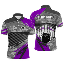 Load image into Gallery viewer, Purple Camo Bowling Shirts for Women Men Custom Team Bowling Polo &amp; 1/4 Zip Shirt MBL61
