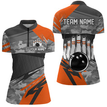 Load image into Gallery viewer, Orange Camo Bowling Shirts for Women Men Custom Team Bowling Polo &amp; 1/4 Zip Shirt MBL61