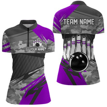 Load image into Gallery viewer, Purple Camo Bowling Shirts for Women Men Custom Team Bowling Polo &amp; 1/4 Zip Shirt MBL61