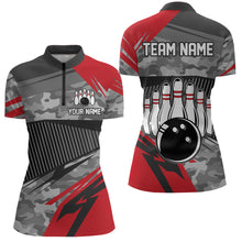 Load image into Gallery viewer, Red Camo Bowling Shirts for Women Men Custom Team Bowling Polo &amp; 1/4 Zip Shirt MBL61