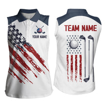 Load image into Gallery viewer, Custom Patriotic Golf Polo Shirt White Golf Shirts for Men Women Team Name MMG45