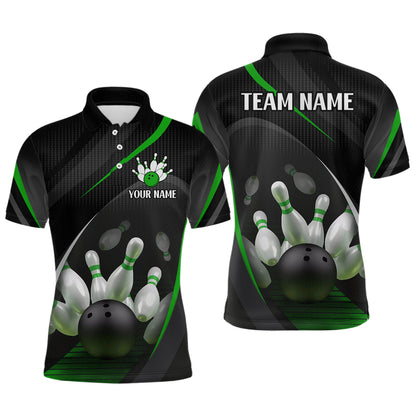 Green Bowling Shirts for Men Women Team Custom Bowling Polo & Quarter Zip Shirt MBL71