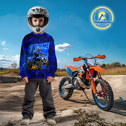 Lightning Blue ATV Motocross Racing Jersey for Adult Kid ATV Riding Shirt Quad Jersey MX128
