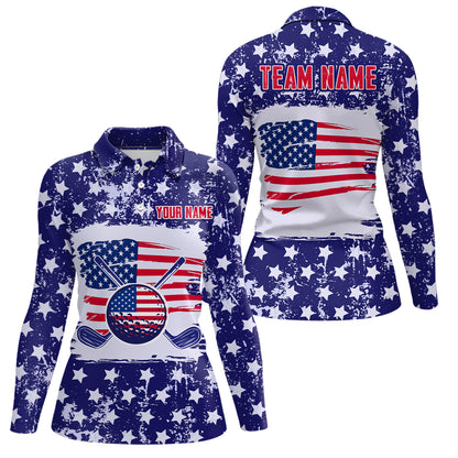 Custom American Flag Golf Polo Shirt for Men Women Patriotic US Golf Polo Shirts MMG19