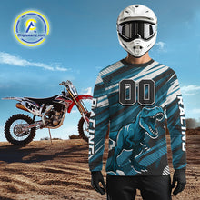 Load image into Gallery viewer, Dinosaur Motocross Jersey Custom Blue Dirt Bike Shirts for Men Kid Women Upf30+ XM351