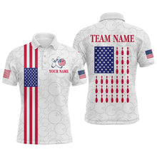 Load image into Gallery viewer, Patriotic Bowling Shirt for Men Women Team Custom White Bowling Polo &amp; 1/4 Zip Shirt MBL23