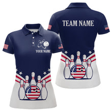 Load image into Gallery viewer, Patriotic Blue Bowling Shirt for Men Women Team Custom Bowling Polo &amp; 1/4 Zip Shirt MBL30