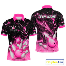 Load image into Gallery viewer, Pink Dragon Flaming Bowling Shirt for Men and Women Custom Bowling Jersey for Team MBL87