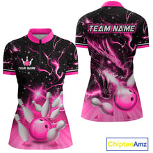 Load image into Gallery viewer, Pink Dragon Flaming Bowling Shirt for Men and Women Custom Bowling Jersey for Team MBL87