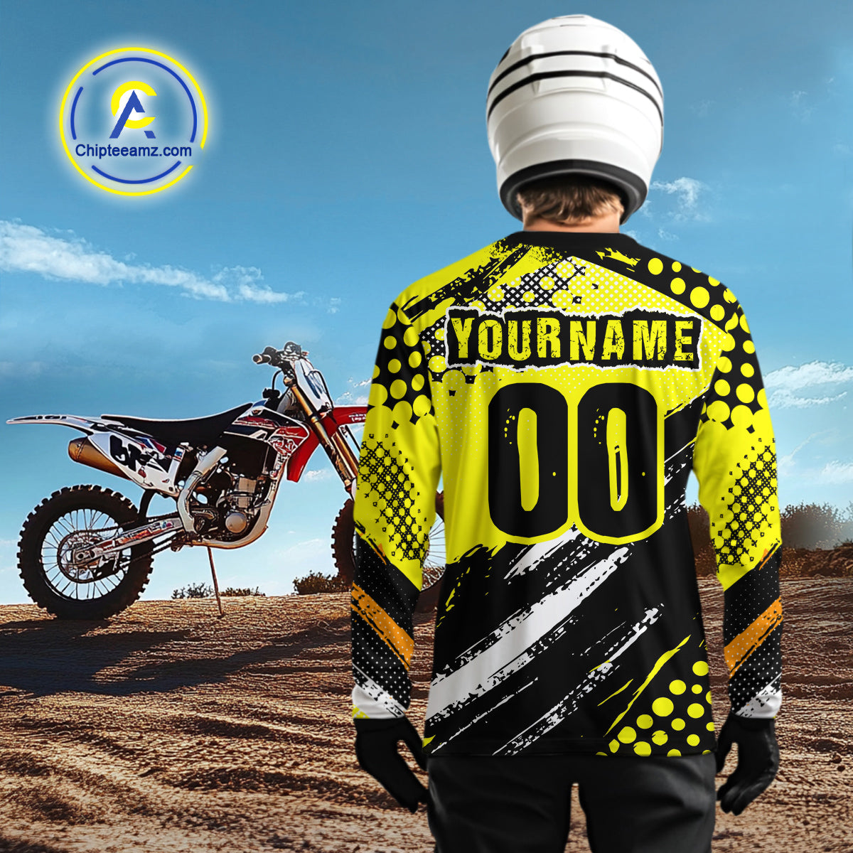 Black and Yellow Motocross Jersey Custom Dirt Bike Riding Shirts for Men Kid Women XM383