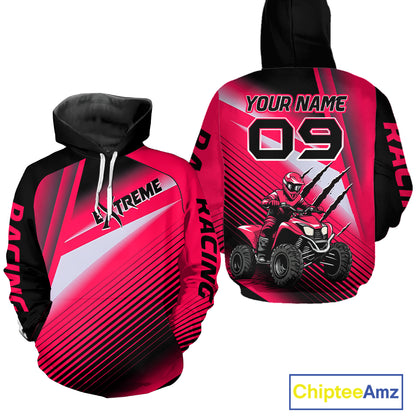 Custom Pink ATV Motocross Hoodie for Men Women Quad Shirt ATV Riding Hoodie MHATV21