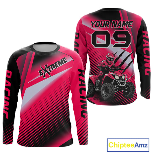 Pink ATV Riding Jersey Custom ATV Quad Bike Shirt for Men Kid Women ATV Shirt MX107