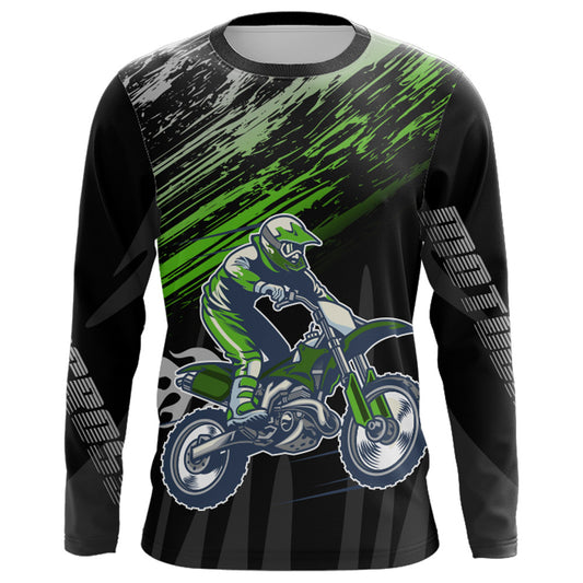 Motocross Racing Jersey Green Black UPF30+ Youth Dirt Bike Shirt Men Kid Off-road Shirt XM181