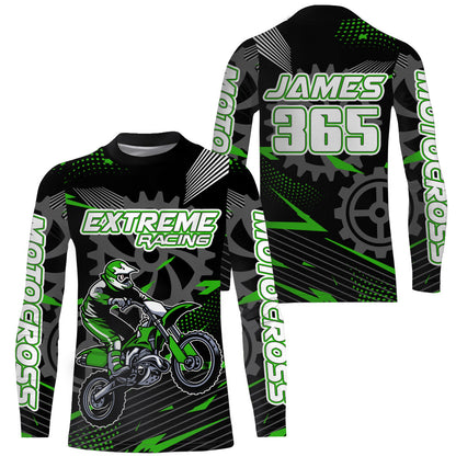 Green Motocross Racing Jersey UPF30+ Dirt Bike Shirt Kids Women Men Extreme Off-road Jersey XM134