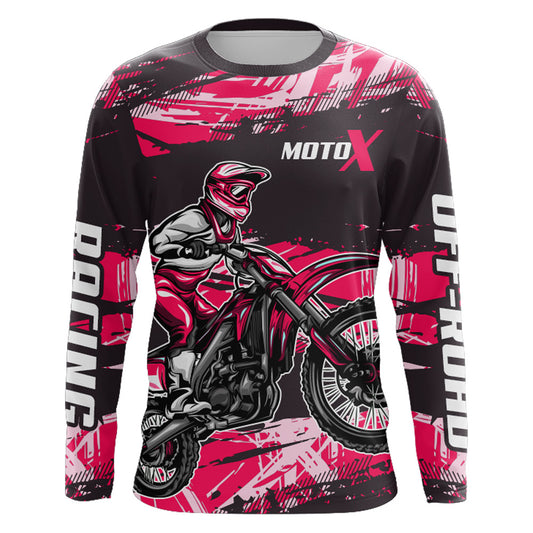 Girl Women Motocross Racing Jersey Pink Black UPF30+ Dirt Bike Shirt  Motorcycle Jersey XM220
