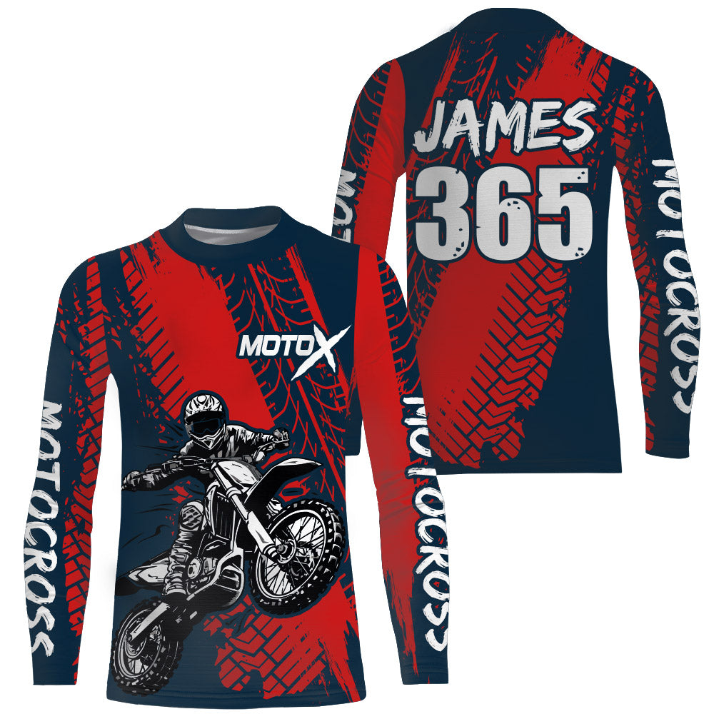 Motocross Racing Jersey UPF30+ Youth Adult&Kid Dirt Bike Motox Off-Road Red MX Racing Shirt XM86