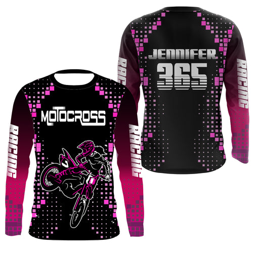 Women Motocross Jersey Pink UPF30+ Youth Dirt Bike Racing Girl Off-Road Shirt Motorcycle Jersey XM196