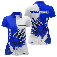 Load image into Gallery viewer, Custom Sharp Claws Bowling Shirt Blue Men Women Team Bowling Flaming Jerseys MBL91