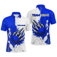 Load image into Gallery viewer, Custom Sharp Claws Bowling Shirt Blue Men Women Team Bowling Flaming Jerseys MBL91