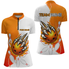 Load image into Gallery viewer, Custom Sharp Claws Bowling Shirt Orange Men Women Team Bowling Flaming Jerseys MBL91