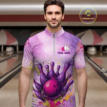 Load image into Gallery viewer, Purple Bowling Shirts for Women Men Team Bowling Polo &amp; Quarter Zip for Bowlers MBL119