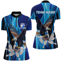 Load image into Gallery viewer, Custom Blue Eagle Bowling Shirt for Men Women Team Bowling Polo Shirts &amp; 1/4 Zip MBL95