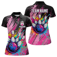 Load image into Gallery viewer, Custom Pink Bowling Shirt for Women Men Bowling Water Color Bowling Polo &amp; 1/4 Zip Shirts MBL37