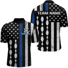 Load image into Gallery viewer, Custom Blue Bowling Shirts for Men Women Team Patriotic Bowling Polo &amp; 1/4 Zip Shirt MBL39