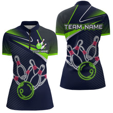 Load image into Gallery viewer, Custom Green&amp;Blue Bowling Shirts for Men Women Team Bowling Polo &amp; 1/4 Zip Shirt MBL41