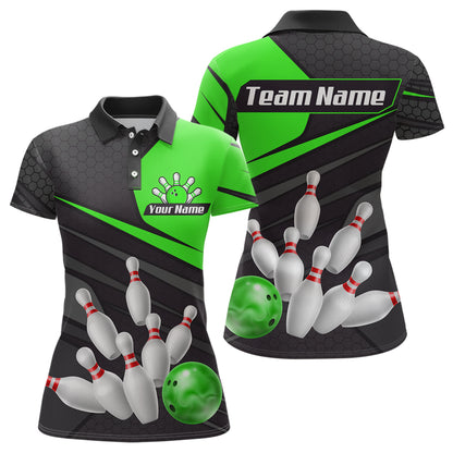 Green Bowling Shirt for Men&Women Team Bowling Jersey Colorful Bowling Polo & 1/4 Zip MBL49