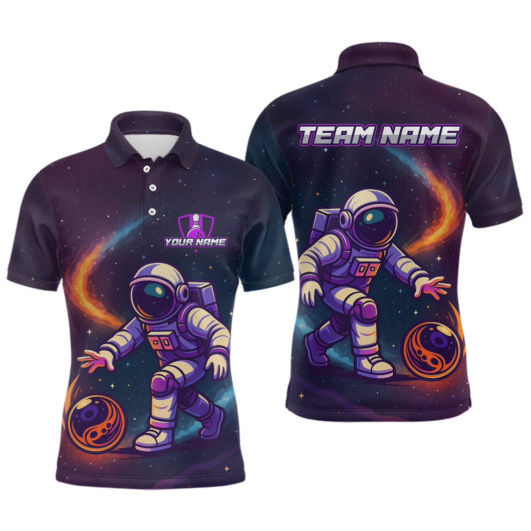 Custom Astronaut Bowling Shirts for Women Men Team Galaxy Bowling Polo and 1/4 Zip MBL169