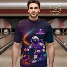 Load image into Gallery viewer, Custom Astronaut Bowling Shirts for Women Men Team Galaxy Bowling Polo and 1/4 Zip MBL169
