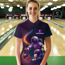 Load image into Gallery viewer, Custom Astronaut Bowling Shirts for Women Men Team Galaxy Bowling Polo and 1/4 Zip MBL169