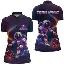 Load image into Gallery viewer, Custom Astronaut Bowling Shirts for Women Men Team Galaxy Bowling Polo and 1/4 Zip MBL169
