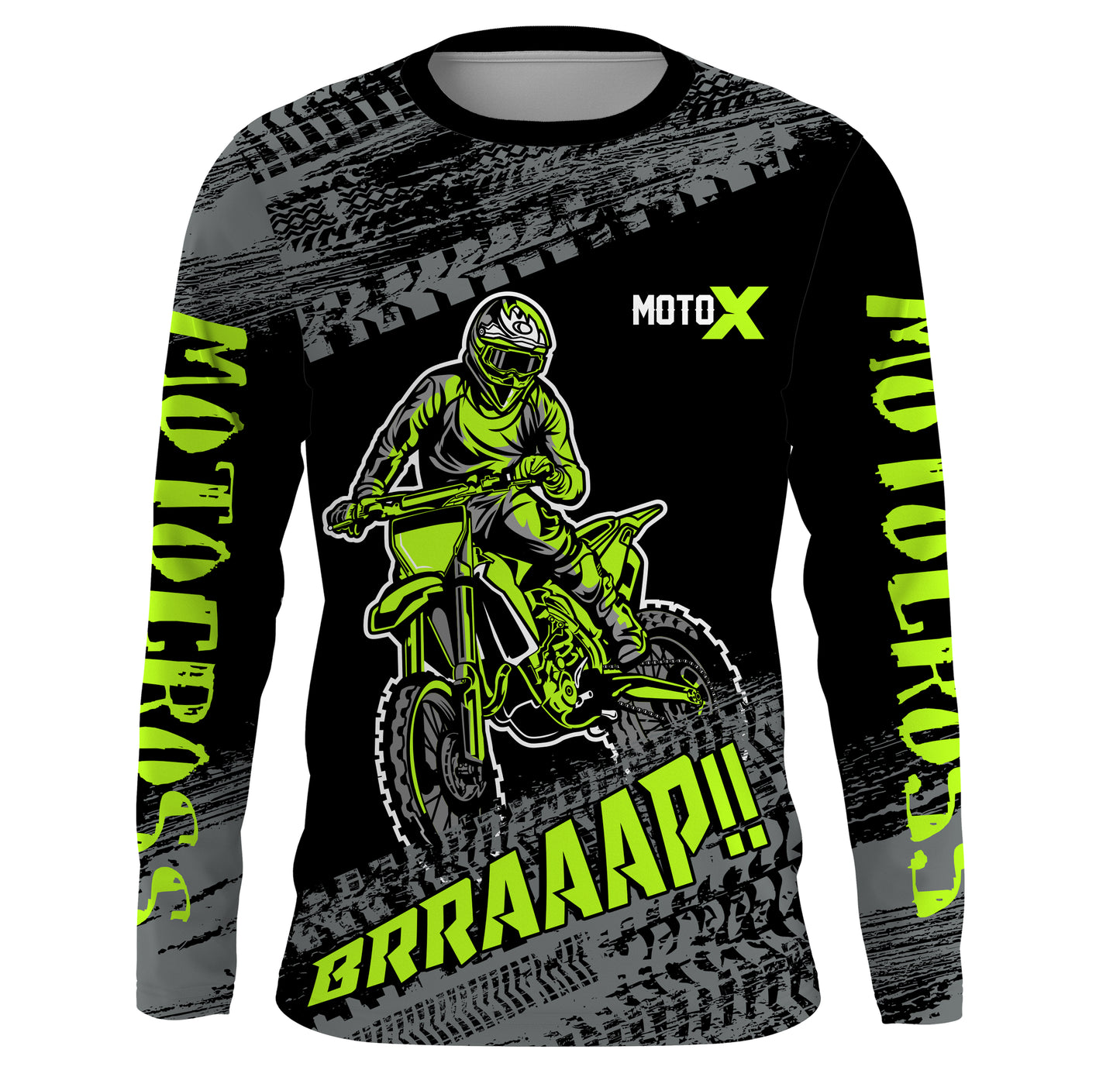 Motocross Jersey Kid Men Dirt Bike Racing Shirt Upf30+ Off-road Motorcycle Jersey Lime Green XM202