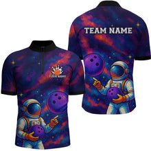 Load image into Gallery viewer, Astronaut Bowling Shirts for Women Men Team Custom Galaxy Bowling Polo and 1/4 Zip MBL172