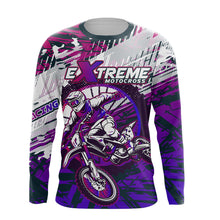 Load image into Gallery viewer, Extreme Motocross Jersey Personalized UPF30+ Kids Mens Dirt Bike Jersey Extreme Racing Shirt Purple XM37