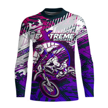 Load image into Gallery viewer, Extreme Motocross Jersey Personalized UPF30+ Kids Mens Dirt Bike Jersey Extreme Racing Shirt Purple XM37